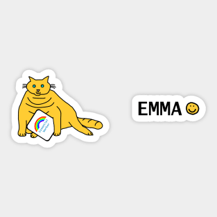 Emma Cuddly Cat Essential Worker Rainbow Sticker